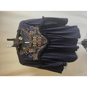 Crown & Ivy Embroidered Navy Blouse XXL